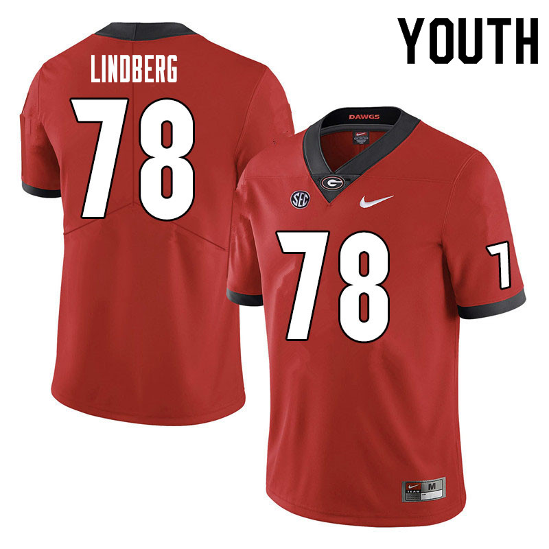 Georgia Bulldogs Youth Chad Lindberg #78 Red Stitched College UGA Football Jersey 23QH016PW